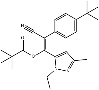Z-2-(4-tert-butylphenyl)-2-cyano-1-(1-ethyl-3-methyl-1H-pyrazol-5-yl)eth-1-en-1-yl 2,2-dimethylpropanoate Structure