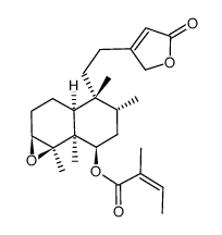 (Z)-2-Methyl-2-butenoic acid [(1aS,3aα)-4α-[2-(2,5-dihydro-5-oxofuran-3-yl)ethyl]decahydro-4,5α,7aα,7bα-tetramethylnaphtho[1,2-b]oxirene-7β-yl] ester结构式