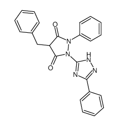 4-benzyl-1-phenyl-2-(5-phenyl-1H-[1,2,4]triazol-3-yl)-pyrazolidine-3,5-dione结构式