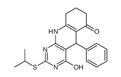 5-phenyl-2-propan-2-ylsulfanyl-1,5,7,8,9,10-hexahydropyrimido[4,5-b]quinoline-4,6-dione结构式