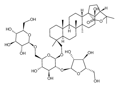 17-hydroxy--24-O-<α-L-arabinofuranosyl-(1-2)>-<β-D-glucopyranosyl-(1-6)>-β-D-glucopyranosyl-hopan-28,22-olide结构式