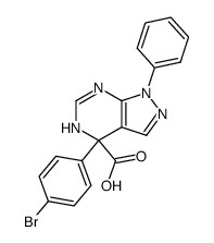 4-(p-bromophenyl)-4,5-dihydro-1-phenyl-1H-pyrazolo(3,4-d)pyrimidine-4-carboxylic acid Structure