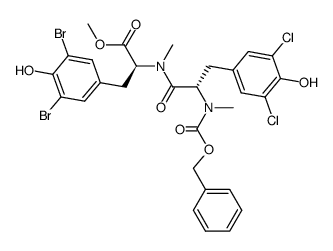 methyl N-Cbz-3,5-dichloro-N-methyl-L-tyrosyl-3,5-dibromo-N-methyl-L-tyrosinate Structure