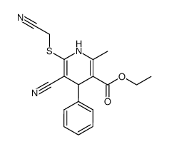 2-cyanomethylthio-6-methyl-4-phenyl-5-ethoxycarbonyl-3-cyano-1,4-dihydropyridine结构式