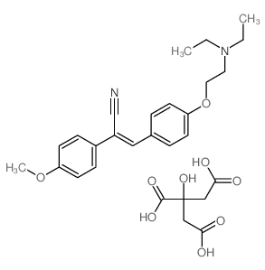 (Z)-3-[4-(2-diethylaminoethoxy)phenyl]-2-(4-methoxyphenyl)prop-2-enenitrile; 2-hydroxypropane-1,2,3-tricarboxylic acid structure