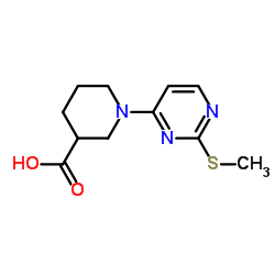 1-[2-(Methylsulfanyl)-4-pyrimidinyl]-3-piperidinecarboxylic acid structure