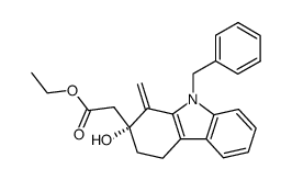 ((R)-9-Benzyl-2-hydroxy-1-methylene-2,3,4,9-tetrahydro-1H-carbazol-2-yl)-acetic acid ethyl ester Structure