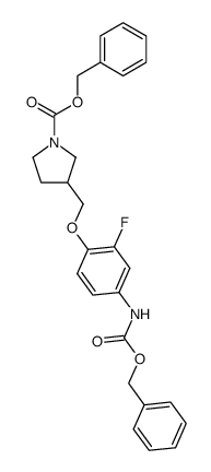 3-(4-Benzyloxycarbonylamino-2-fluoro-phenoxymethyl)-pyrrolidine-1-carboxylic acid benzyl ester结构式