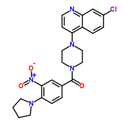 [4-(7-Chloro-4-quinolinyl)-1-piperazinyl][3-nitro-4-(1-pyrrolidinyl)phenyl]methanone结构式