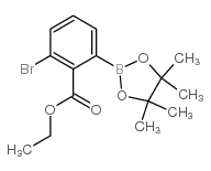 2-溴-6-(4,4,5,5-四甲基-1,3,2-二氧杂硼烷-2-基)苯甲酸乙酯结构式