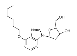 (2R,3S,5R)-5-(6-hexoxypurin-9-yl)-2-(hydroxymethyl)oxolan-3-ol Structure