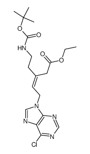 (Z)-3-(2-tert-Butoxycarbonylamino-ethyl)-5-(6-chloro-purin-9-yl)-pent-3-enoic acid ethyl ester Structure