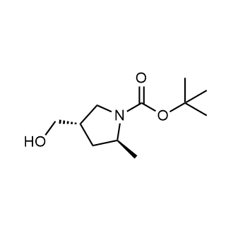 (2S,4S)-4-(羟甲基)-2-甲基吡咯烷-1-羧酸叔丁酯结构式