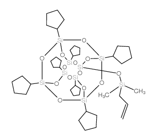 1-(烯丙基二甲基硅氧基)-3,5,7,9,11,13,15-七环戊基五环-八聚倍半硅氧烷结构式