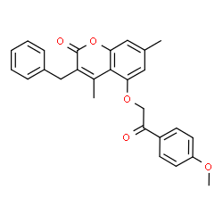 3-benzyl-5-[2-(4-methoxyphenyl)-2-oxoethoxy]-4,7-dimethylchromen-2-one structure