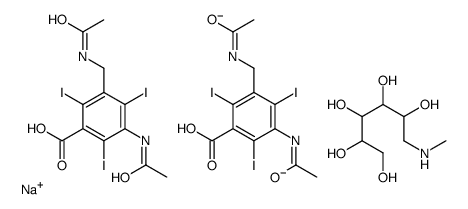 sodium,3-acetamido-5-(acetamidomethyl)-2,4,6-triiodobenzoate,6-(methylamino)hexane-1,2,3,4,5-pentol Structure