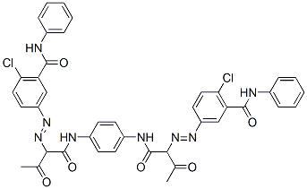 3,3'-[1,4-Phenylenebis[imino(1-acetyl-2-oxo-2,1-ethanediyl)azo]]bis(6-chloro-N-phenylbenzamide)结构式