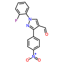 1-(2-fluorophenyl)-3-(4-nitrophenyl)-1h-pyrazole-4-carbaldehyde结构式