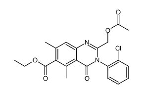 2-acetoxymethyl-5,7-dimethyl-3-(2-chlorophenyl)-4-oxo-3,4-dihydroquinazoline-6-carboxylic acid ethyl ester结构式