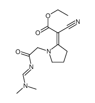 ethyl (2E)-2-cyano-2-[1-[2-(dimethylaminomethylideneamino)-2-oxoethyl]pyrrolidin-2-ylidene]acetate Structure