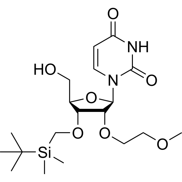 3’-O-(t-Butyldimethylsilyl)-2’-O-(2-methoxyethyl) uridine Structure