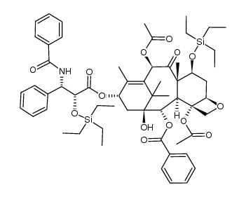 1-hydroxy-7β-triethylsilyloxy-9-oxo-10β-acetyloxy-5β,20-epoxytax-11-ene-2α,4,13α-triyl 4-acetate 2-benzoate 13-[(2R,3S)-3-benzoylamino-2-triethylsilyloxy-3-phenylpropanoate] Structure