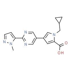 1-(Cyclopropylmethyl)-4-(2-(1-Methyl-1H-Pyrazol-5-Yl)Pyrimidin-5-Yl)-1H-Pyrrole-2-Carboxylic Acid结构式