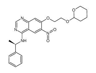 4-[(R)-(1-phenyl-ethyl)amino]-7-[2-(tetrahydro-pyran-2-yloxy)-ethoxy]-6-nitro-quinazoline结构式