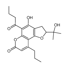 2,3-Dihydro-4-hydroxy-2-(1-hydroxy-1-methylethyl)-5-(1-oxobutyl)-9-propyl-7H-furo[2,3-f][1]benzopyran-7-one结构式