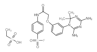 4-[[2-[3-(4,6-diamino-2,2-dimethyl-1,3,5-triazin-1-yl)phenoxy]acetyl]amino]benzenesulfonyl fluoride; ethanesulfonic acid结构式