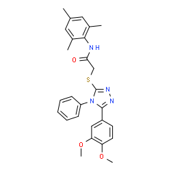 2-[[5-(3,4-dimethoxyphenyl)-4-phenyl-1,2,4-triazol-3-yl]sulfanyl]-N-(2,4,6-trimethylphenyl)acetamide结构式