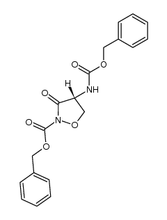 (R)-4-benzyloxycarbonylamino-3-oxo-isoxazolidine-2-carboxylic acid benzyl ester结构式