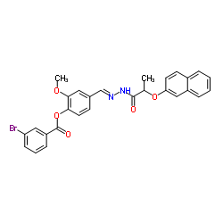 2-Methoxy-4-[(E)-{[2-(2-naphthyloxy)propanoyl]hydrazono}methyl]phenyl 3-bromobenzoate Structure