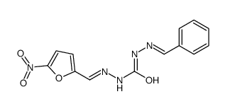 1-[(E)-benzylideneamino]-3-[(E)-(5-nitrofuran-2-yl)methylideneamino]urea Structure