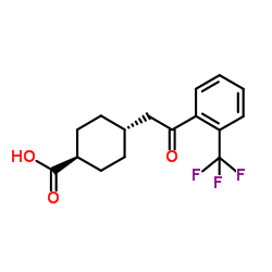 trans-4-{2-Oxo-2-[2-(trifluoromethyl)phenyl]ethyl}cyclohexanecarboxylic acid structure