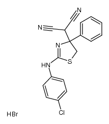 2-(2-((4-chlorophenyl)amino)-4-phenyl-4,5-dihydrothiazol-4-yl)malononitrile hydrobromide结构式