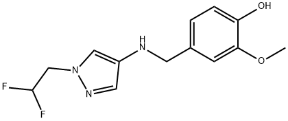 4-({[1-(2,2-difluoroethyl)-1H-pyrazol-4-yl]amino}methyl)-2-methoxyphenol结构式