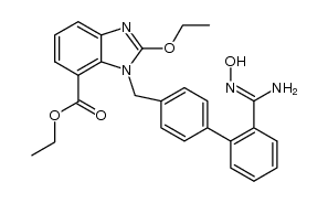 2-Ethoxy-1-[[2'-[(hydroxyamino)iminomethyl][1,1'-biphenyl]-4-yl]methyl]-1H-benzimidazole-7-carboxylic acid ethyl ester structure