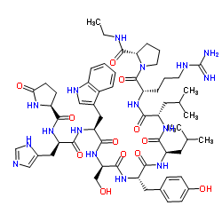 (Des-Gly10,D-His2,D-Ser4,D-Leu6,Pro-NHEt9)-LHRH trifluoroacetate salt结构式