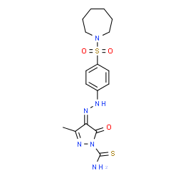 4-{[4-(1-azepanylsulfonyl)phenyl]hydrazono}-3-methyl-5-oxo-4,5-dihydro-1H-pyrazole-1-carbothioamide structure