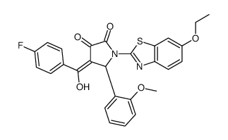 1-(6-ethoxy-1,3-benzothiazol-2-yl)-4-[(4-fluorophenyl)-hydroxymethylidene]-5-(2-methoxyphenyl)pyrrolidine-2,3-dione结构式