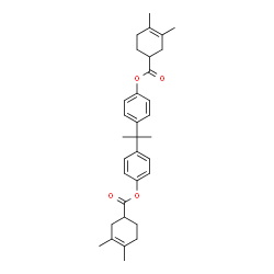 Bis(3,4-dimethyl-3-cyclohexene-1-carboxylic acid)(1-methylethylidene)bis(4,1-phenylene) ester structure