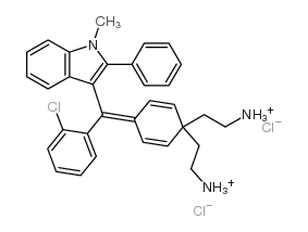 [4-[(2-chlorophenyl)(1-methyl-2-phenyl-1H-indol-3-yl)methylene]-2,5-cyclohexadien-1-ylidene]diethylammonium chloride结构式