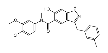 5-[N-(4-chloro-3-methoxyphenyl)-N-methylaminocarbonyl]-3-(3-methylbenzyl)-6-hydroxy-1H-indazole Structure