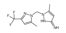 5-Methyl-1-{[5-methyl-3-(trifluoromethyl)-1H-pyrazol-1-yl]methyl} -1H-pyrazol-3-amine结构式