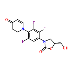 (R)-5-(hydroxymethyl)-3-(2,3,5-trifluoro-4-(4-oxo-3,4-dihydropyridin-1(2H)-yl)phenyl)oxazolidin-2-one结构式