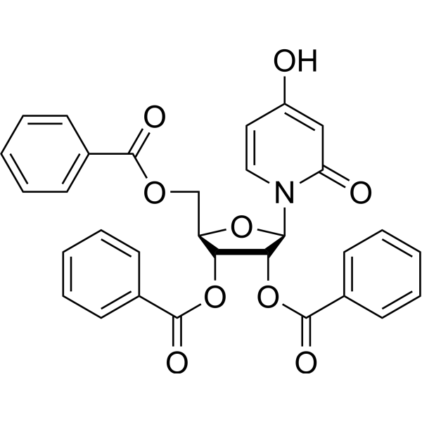 2(1H)-Pyridinone,4-hydroxy-1-(2,3,5-tri-O-benzoyl-b-D-ribofuranosyl)- Structure