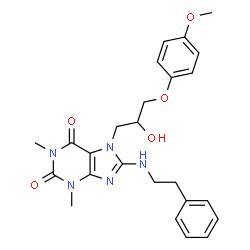 7-(2-hydroxy-3-(4-methoxyphenoxy)propyl)-1,3-dimethyl-8-(phenethylamino)-3,7-dihydro-1H-purine-2,6-dione picture