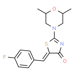 2-(2,6-dimethyl-4-morpholinyl)-5-(4-fluorobenzylidene)-1,3-thiazol-4(5H)-one structure