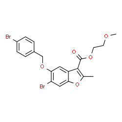 2-methoxyethyl 6-bromo-5-((4-bromobenzyl)oxy)-2-methylbenzofuran-3-carboxylate structure